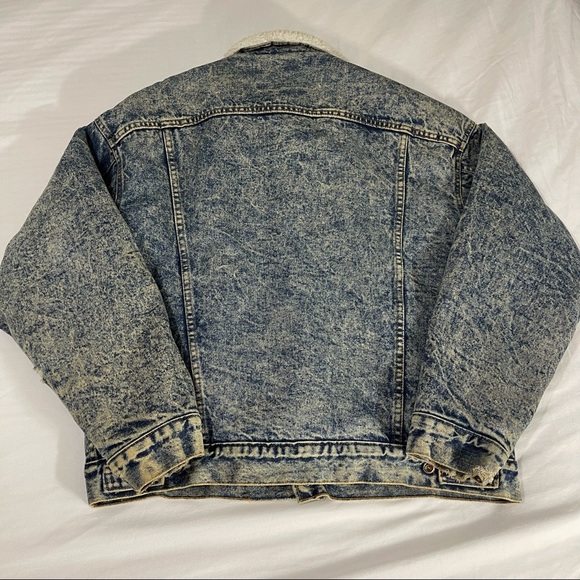 Vintage Levis Trucker Sherpa Acid Wash Jacket Lg - Picture 2 of 7